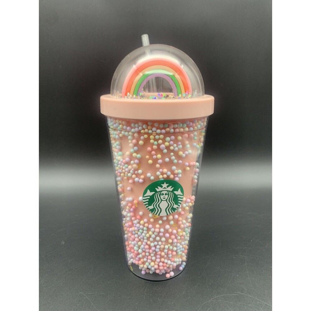 Starbucks Limited Edition Rainbow Tumbler 15oz Peach Good Mood